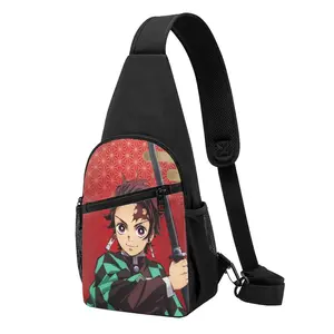 Kimetsu No Yaiba Demon Slayer Chest Bag Sling Fanny Pack, Lightweight Waterproof Crossbody Shoulder Bag For Running Cycling Hiking Fans Gift