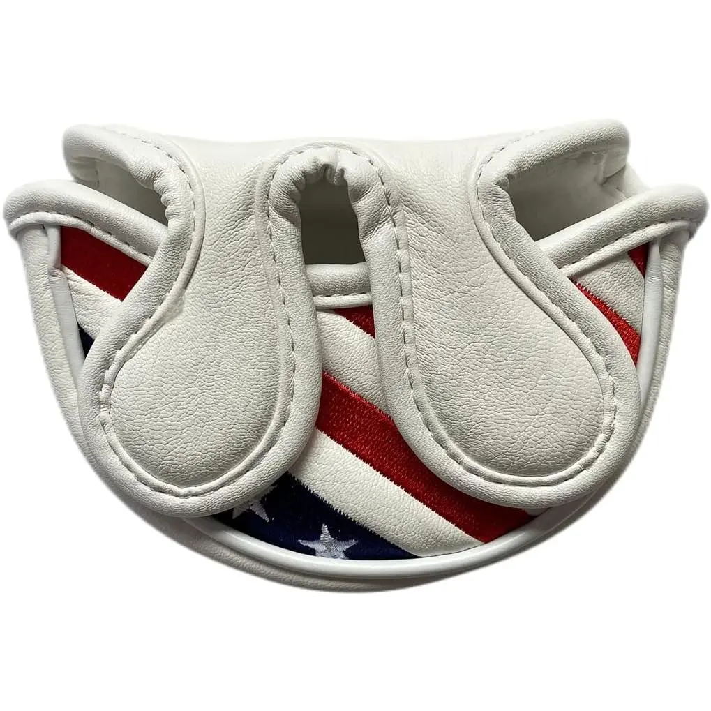 Stars & Stripes Patriotic Golf Half Mallet Putter Headcover, Center Shafted Mid Mallet Putter Head Cover Club Protective Case, Red White Blue Small Mallet Putter Headcover