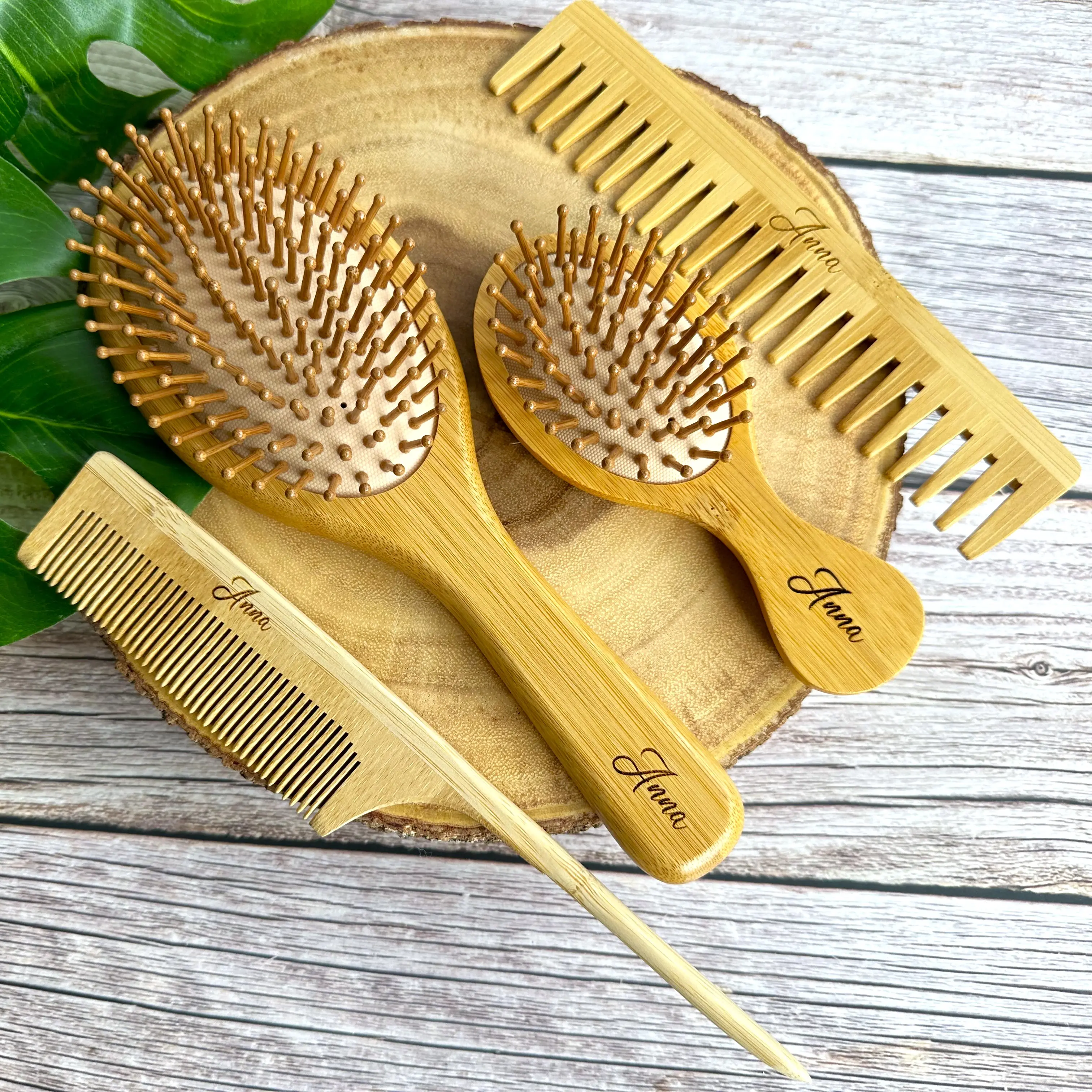 Personalized Bamboo Hair Brush Comb Set Mother day gift  Birthday Wooden Hair Brush girl hair comb for kids hair mini Brush bamboo brush set Valentine Day Gift Hair Styling Easy to Use