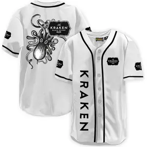 Kraken White 3D Print Baseball Jersey Shirt Gift for Dad Men Father
