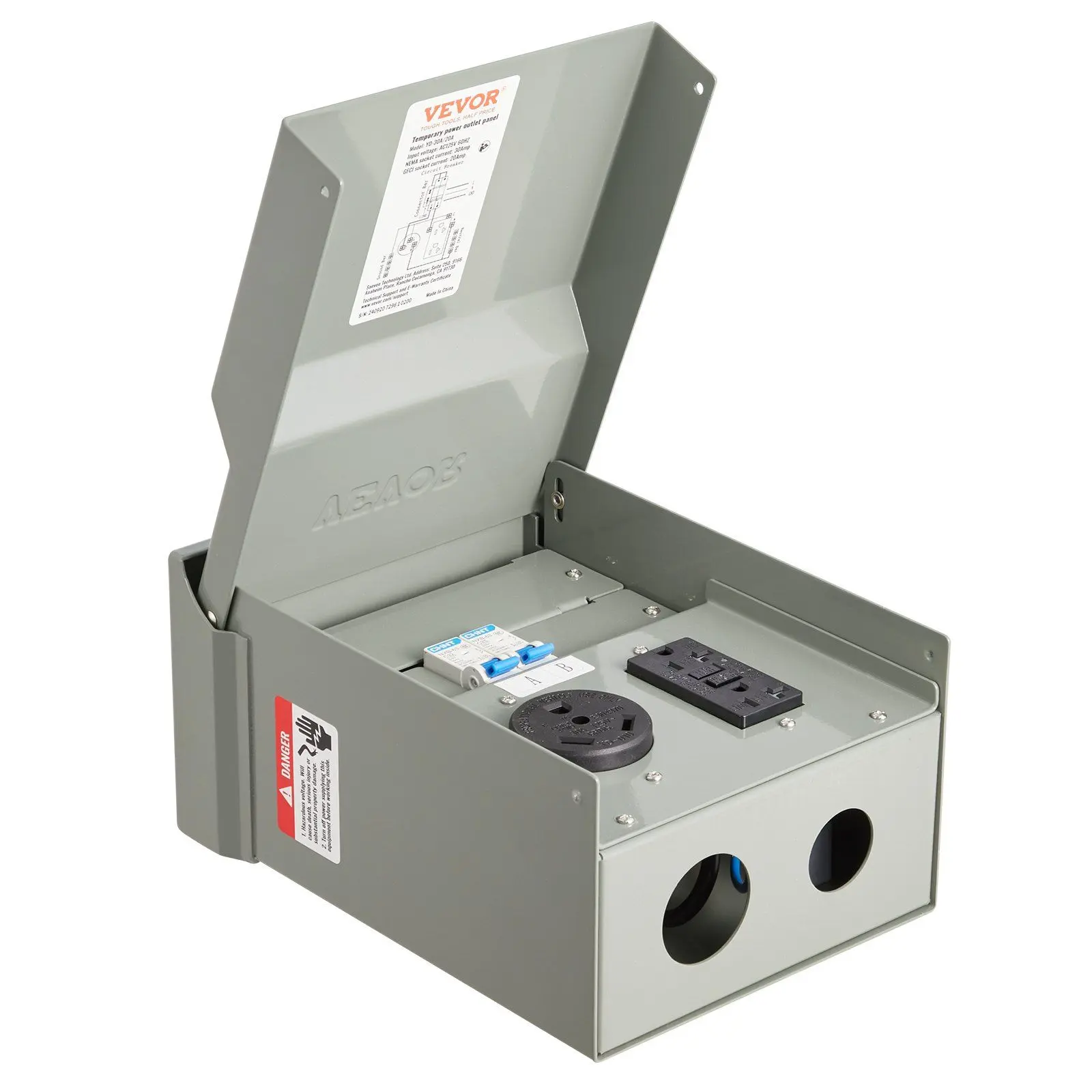 VEVOR Temporary Power Outlet Panel RV Electrical Panel 20 30 Amp RV Outlet Box