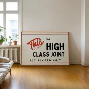 [Sale Up To 60%] - (No frame, Free Ship) - Retro Funny Poster Print Vintage Style This Is A High Class Joint Red Print Mid Century Landscape Wall Art Typography Poster (No Frame)