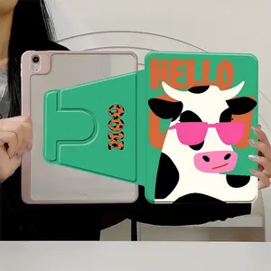 Retro Cool Cow iPad Case, 360° Rotating Shock-Absorbing Protective Case, Funky Aesthetic Design, Full Edge Anti-drop Shell, Sleek Low-Profile Form, Fits iPad (A16) 6th/9th Gen, Ideal for Everyday Carry & A Fun Gift for Girls