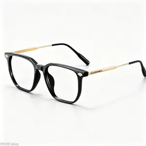 Ultra Lightweight Blue Light Blocking Glasses TR Metal Frame Square Anti Eyestrain Computer Gaming Glasses for Men Women Business Style