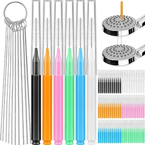 80 count Multisize Shower  Cleaner Tool, 70 count Shower  Cleaning Brush Picks for Unclogging Small Hole,10 Pcs Showerhead Clogger Removal with Storage Box for Household Bathroom(Colorful)