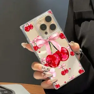 Right Angle Design Cherry Element Printing Anti-Fall Shockproof All-Inclusive Mobile Phone Case Suitable For IPhone 17pro Max/16pro/16plus/16/15/14/13/12 Cute And Fashionable Halloween Valentine's Day Christmas Gift