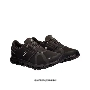 All-Black Lightweight Breathable Casual Running Shoes, Engineered Mesh Upper, Cloud Module Cushioning Midsole