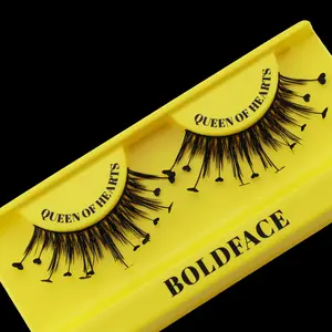 Boldface Makeup Party collection Queen of Hearts Eyelashes-  totally unique styles, 9mm inner length, 16mm Center Length, 12mm Outer Length, 20mm Design Length, 34mm Band