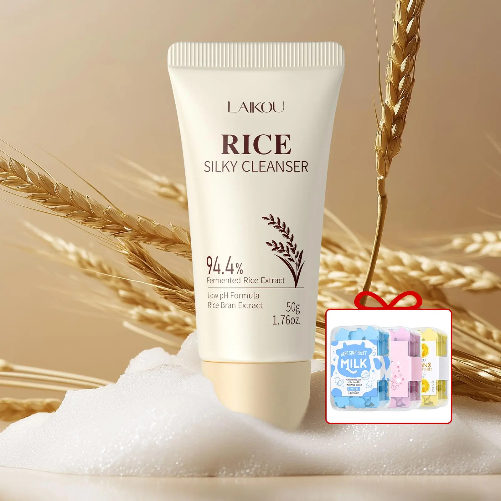 Rice Milk Moisture Hydrating Facial Cleanser, Deep Cleansing Facial Cleanser, Moisturizing Facial Cleanser, Facial Purifying Cleanser, Glycerin Face Wash, Moisture Hydration Cleanser, Facial Skin Care Product for Women & Men