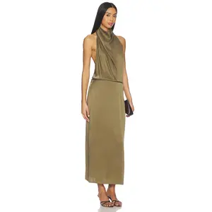 EAVES Frida Silk Dress in Olive