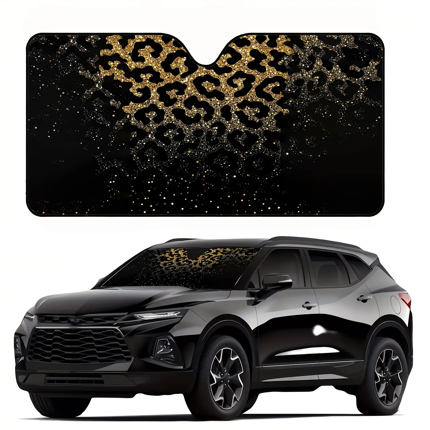 1pc, Leopard Print Car Windshield Sunshade, Automotive Windshield Sunshades, UV Protection, Easy to Install, Foldable for Convenient Storage, Keeps Your Vehicle Cool, Ideal for Cars, SUVs, Trucks