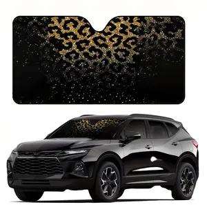 1pc, Leopard Print Fashionable Car Windshield Sunshade, with Luxurious Golden-accented Printed Pattern, UV Protection, Stylish Design, Easy to Install, Foldable for Convenient Storage, Keeps Your Vehicle Cool, Ideal for Cars, SUVs, and Trucks