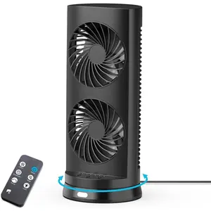 Desk Fan USB DC Tower Cooling Fan with Remote Control, DC  Portable Oscillating Fan, 3 Speeds, Dual Air Circulation, 110? Oscillation, Table Fan for Bedroom Dorm Room Office Desktop