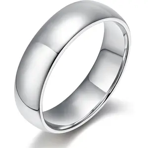 2mm 4mm 6mm Silver Ring High Polish Plain Dome Wedding Band Comfort Fit Size 3-13