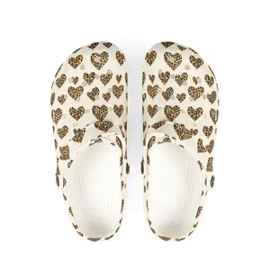 Leopard Heart EVA Clogs — Comfortable Leopard-Print Foam Shoes