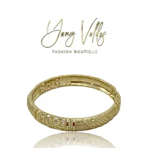 Fashion Boutique Gold Color Bangle Bracelet Open 60mm Elegant Design Jewelry