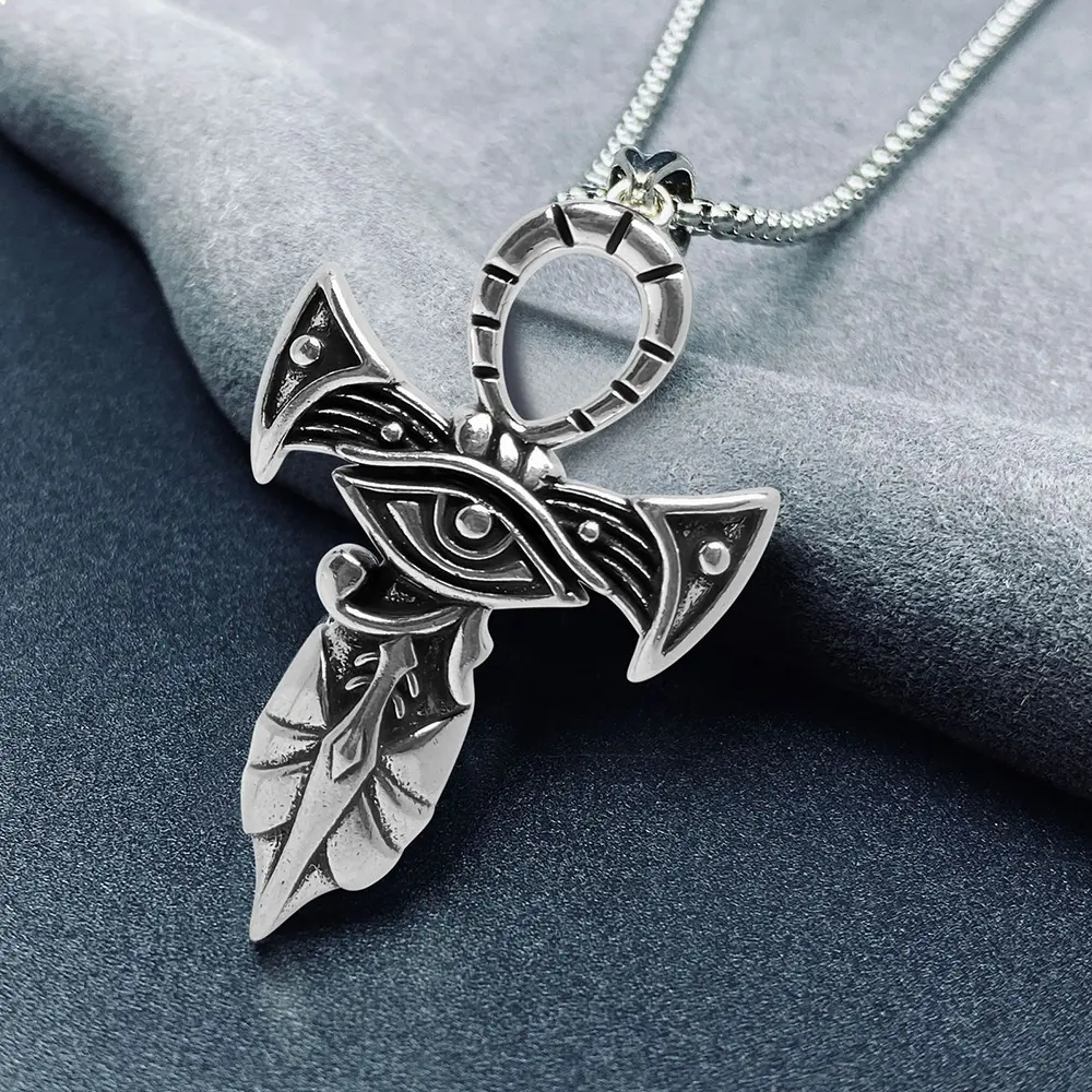 Vintage Eye of Horus Pendant Necklace – Retro Egyptian Copper Unisex Fashion Jewelry for Men and Women