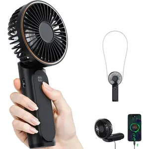 Portable Handheld Fan, Portable Fan Rechargeable, 4000mAh, 180° Adjustable, 6 Speed Wind, Display Electricity in Real Time, USB Rechargeable Foldable F an, Quiet Personal Fan as Power Bank