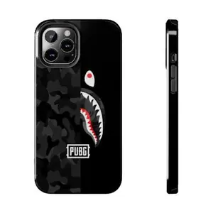 Bape Shark PUBG Phone Case, Black Camo Phone Case Cover for iPhone 15, 14, 13, 12, 11 Pro Max, Plus, Pro, XS Max, X, XS, Durable Accessories Plastic Protection