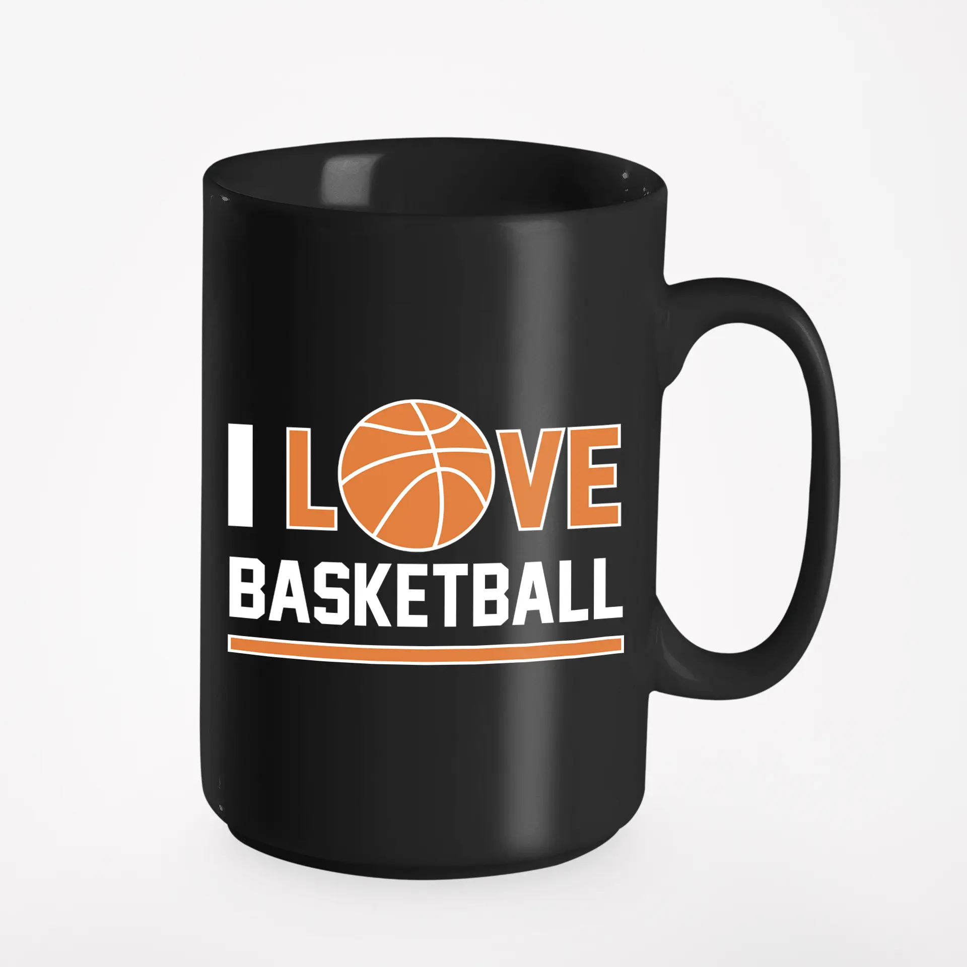I Love Basketball, Black 15oz Ceramic Mug