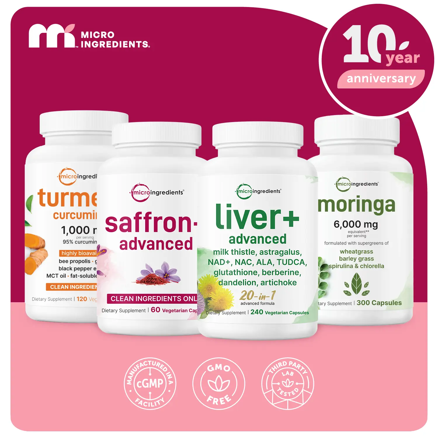 Micro Ingredients Total Body Reset Bundle: Saffron Advanced, Turmeric Curcumin, Moringa & Liver Advanced+ Micro Ingredients Total Body Reset Bundle: Saffron Advanced, Turmeric Curcumin, Moringa & Liver Advanced+