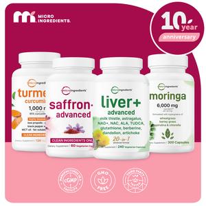 Micro Ingredients Total Body Reset Bundle: Saffron Advanced, Turmeric Curcumin, Moringa & Liver Advanced+