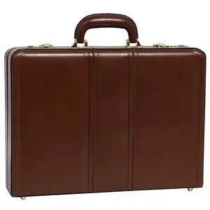 212 MAIN Daley Brown Leather Attache Case, Men's Professional Briefcase for Business Use, Full Grain Leather, Combination Lock