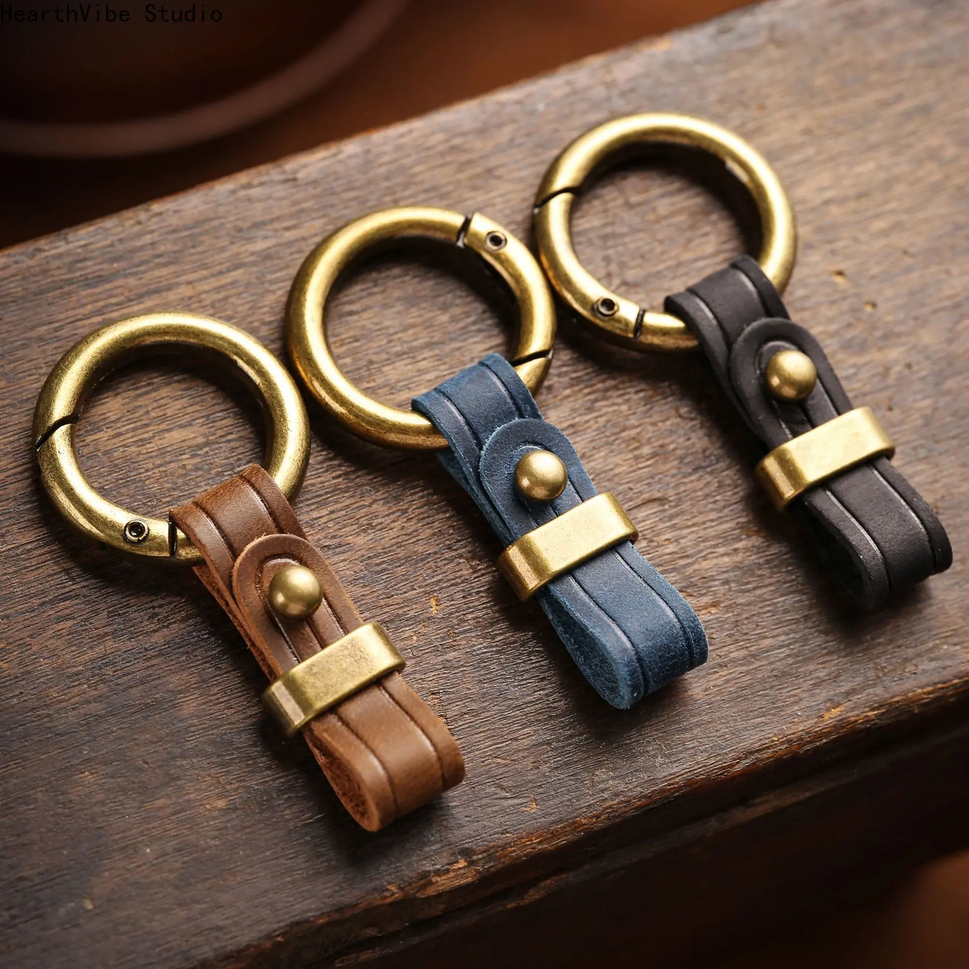 Genuine Leather Car Keychain for Men, Luxury Solid Color Style with Anti-Lost Belt Clip, Outdoor Hiking and Camping Accessory, Keychains, Adventure
