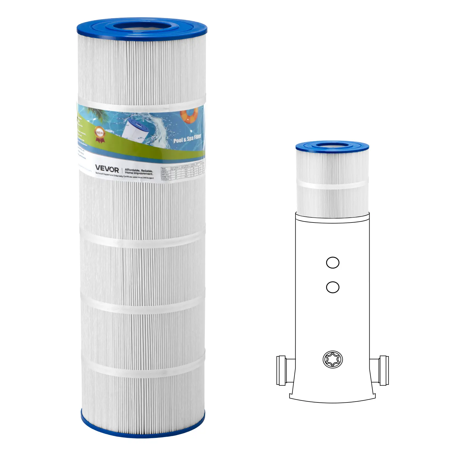 【SummerFinds】VEVOR 175 Sq. Ft Pool Filter Cartridge, Trilobal Fiber Pleated Replacement, Compatible with Pleatco PA175 & Hayward C1750, Quick Rinse Easy-to-Clean Spa Hot Tub Filter, Safe for Kids, Fathers Day Gift, Cylinder