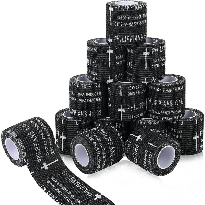 24 Packs Christian Athletic Tape 2 Inch x 15 Feet - Cross Bible Verse Self-Adhesive Sports Tape for Wrist, Ankle, Baseball, Soccer, Gymnastics, Training, First Aid and Injury Support