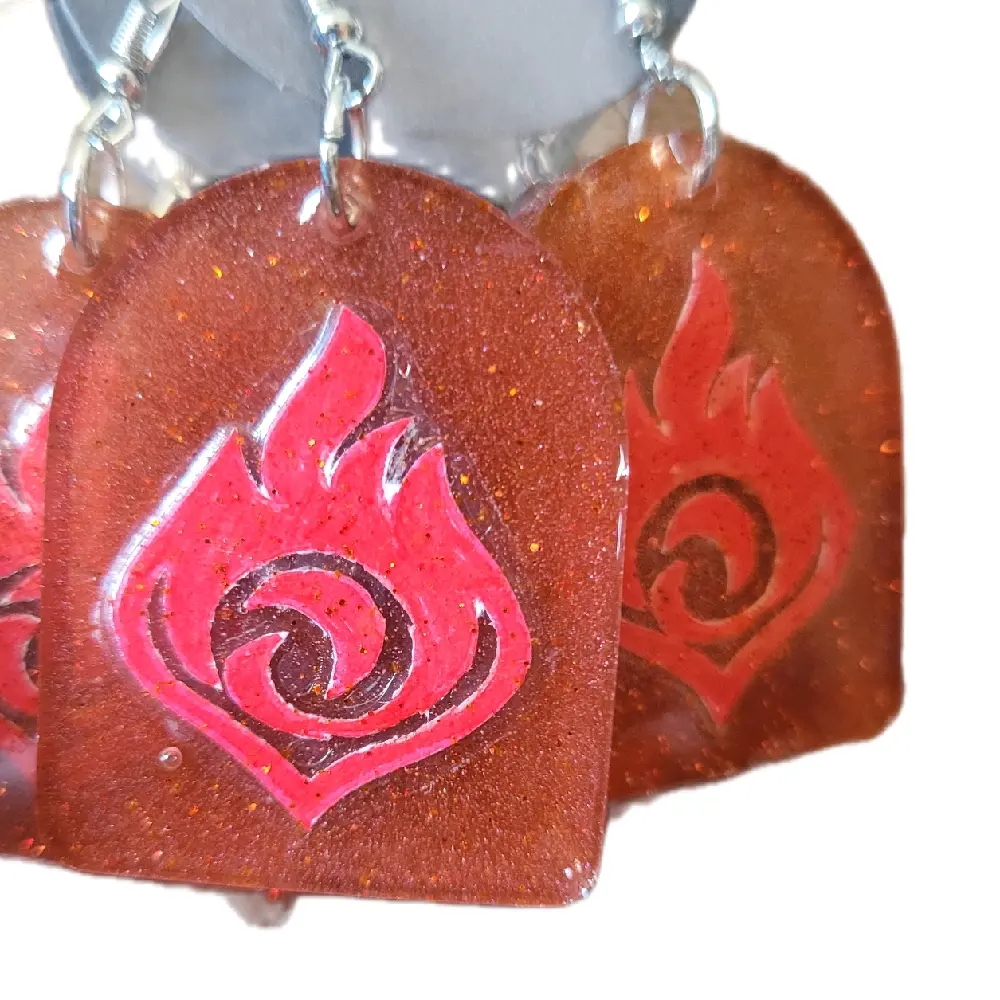 Wandering Hearts Studio Genshin Impact Pyro Element Hook Earrings