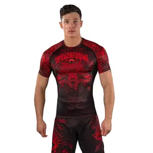 Venum Wolf Atak Short Sleeve Rashguard - Black/Red