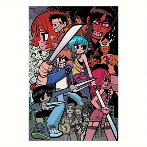 1pc Scott Pilgrim Comic Characters Canvas Art Poster, 12x18inch Unframed, Vibrant Wall Decor for Bedroom and Living Spaces