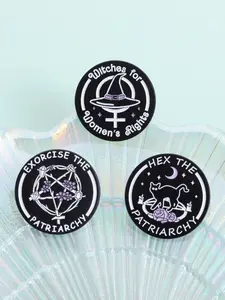 Feminist Witch Brooch Enamel Pins Witches For Women's Rights Exorcise The Patriarchy Brooches Backpack Clothes Lapel Badge Punk Round Jewelry Gifts for Friends ,All Seasons Accessory