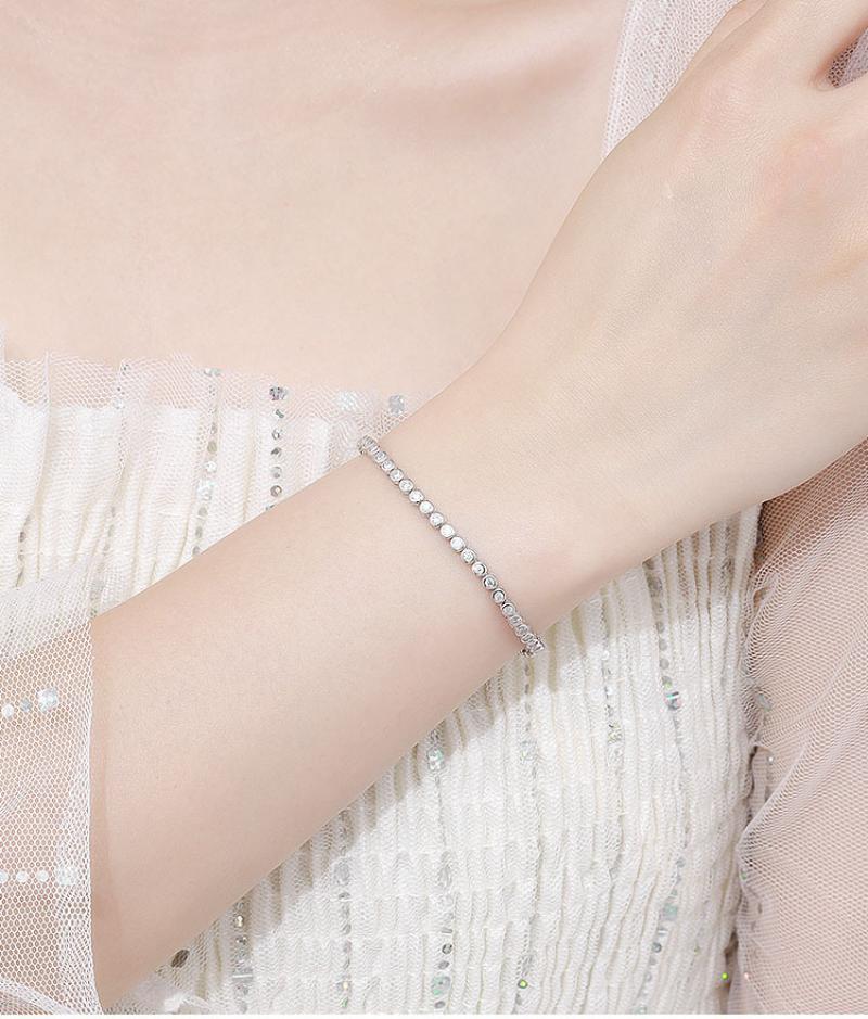 EWYA Sparkling 0.1ct 3mm Moissanite Tennis Bracelet with GRA for Women Party Fine Jewelry S925 Sterling Silver Diamond Bracelets