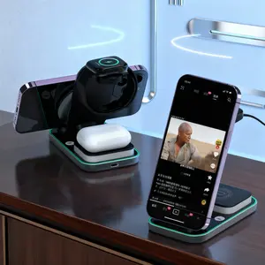 4-in-1 Magnetic Wireless Charging Stand – 15W Fast Charging with Adjustable Night Light, MagSafe, Perfect for Home, Office, & Travel