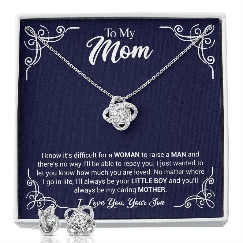 Love Knot Necklace for Mom – Perfect Christmas Gift, Mother’s Birthday, or Mother’s Day! From Daughter with Love, This Elegant Jewelry Piece is a Heartfelt Thank You and Timeless Keepsake. Ideal Gift Ideas for Mom!