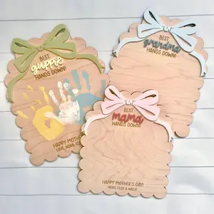 Personalized Mother's Day Handprint Sign  Custom Wood Keepsake for Mom, Grandma