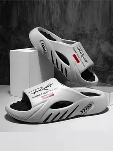 Men's Casual Solid Color Slides, Comfortable Non-slip Soft Sole Slippers for Indoor Outdoor Wear, Slippers for Men