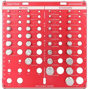 42, Bolt Size and Gauge, Bolt Identifier with 19 Standard & 15 Metric, Bolt Identifier Board, Wall-Mountable Nut and Bolt Gauge with Inch & CM Ruler