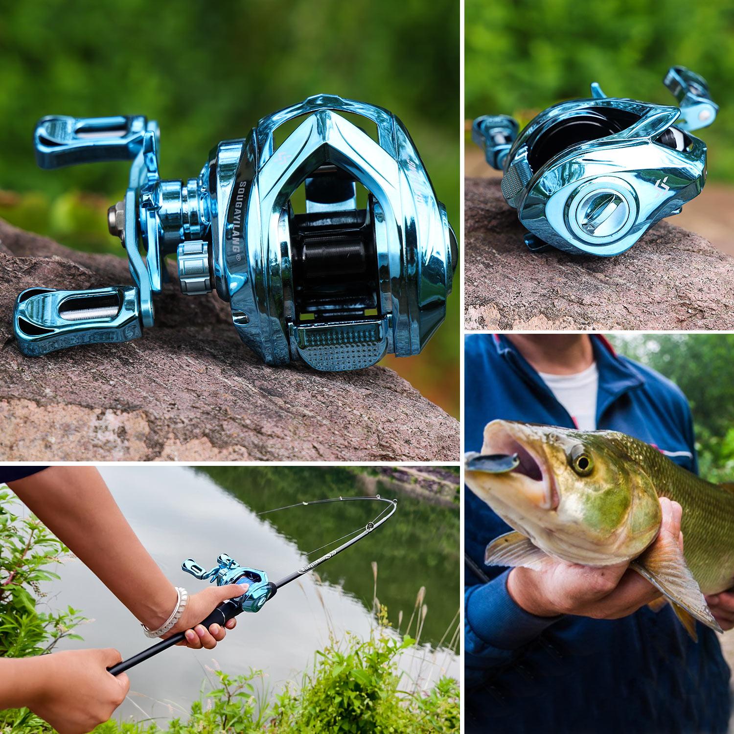 Sougayilang Baitcasting Reel 7.2:1 Gear Ratio with Magnetic Braking System, Single Piece Fishing Reel Outdoor Sports Fishing Products