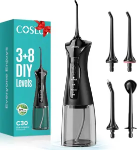 Water Dental Flosser Pick for Teeth C30(FC5360): 4 Modes Cordless Portable 300ML Larger Tank Water Teeth Cleaner IPX7 Waterproof Flossing Cleaning Picks for Home Travel Black