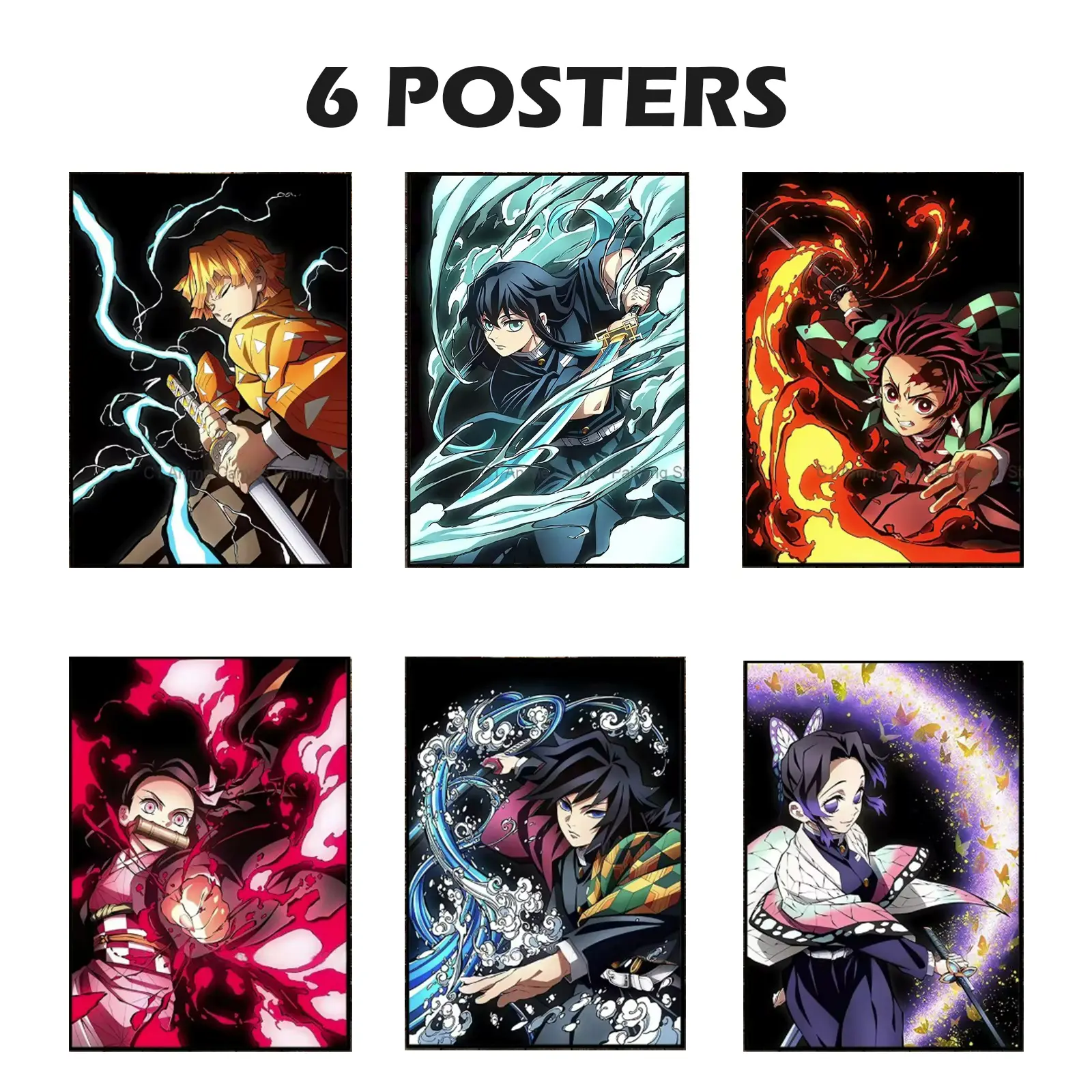 Demon Slayer Zenitsu Muichiro Nezuko and Tanjiro Anime Poster Premium Wall Art Poster Unframed HD Print Home Office Decor Unique Trendy Gift