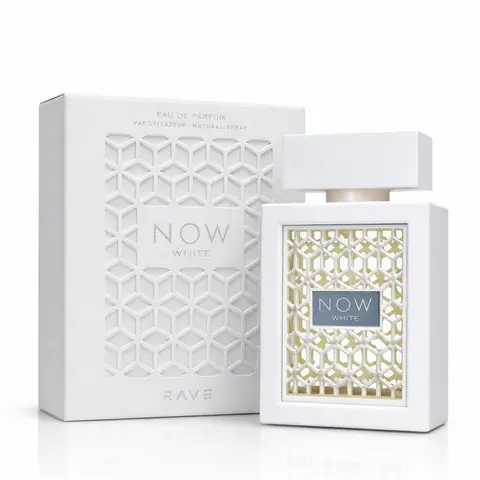 Lattafa Rave Now White Eau de Parfum - 3.4 fl oz Single Bottle, Aromatic Unisex Fragrance (2023 Regular Edition) for Adults, Citrus Grapefruit, Green Tea, Patchouli, Musk Cashmeran Notes, Fresh Selfcare Beauty Product
