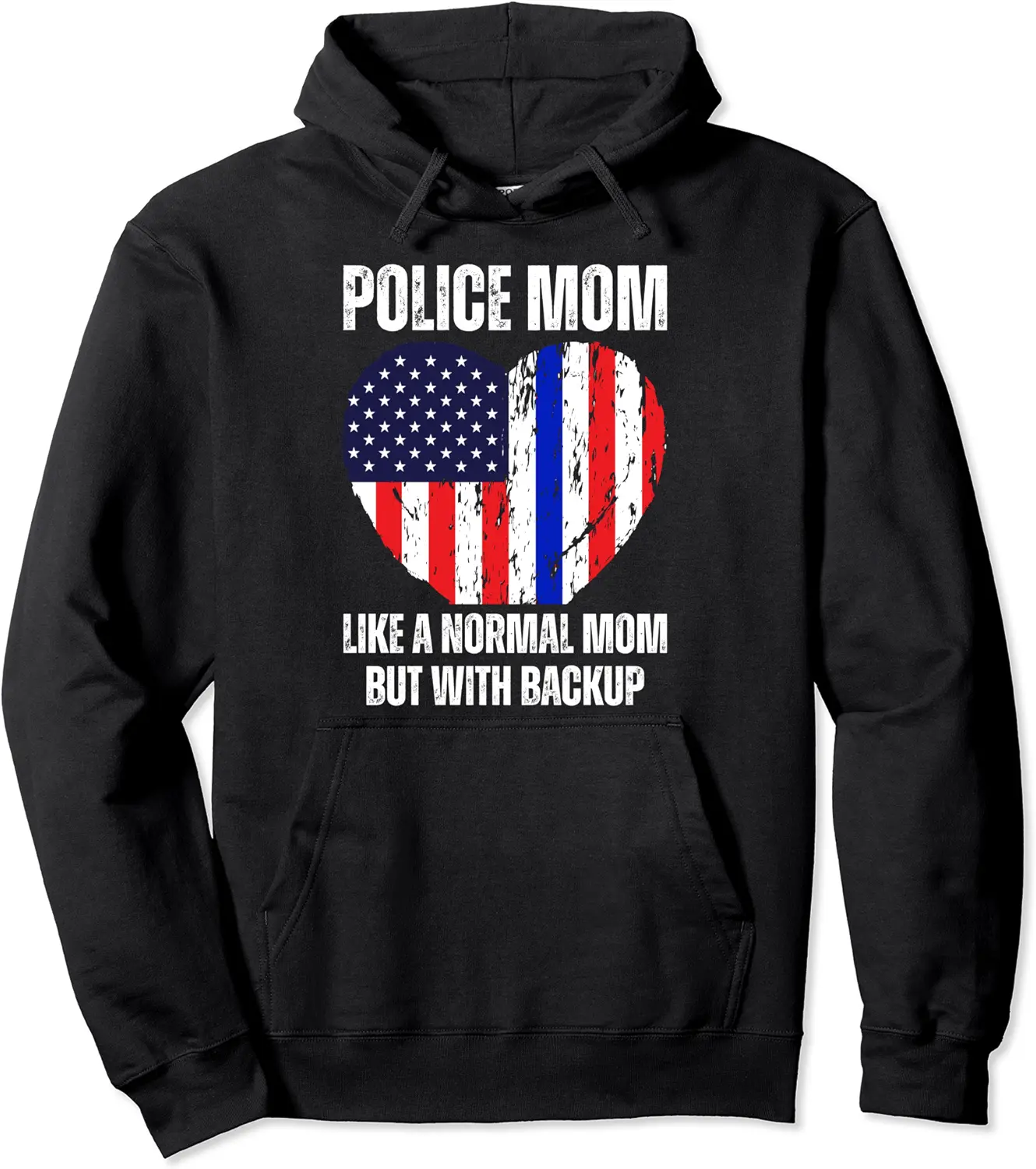 Blue Line Flag Heart Police Mom NYPD Police Department Pullover Hoodie - Abigaillou Shop 45B0D8JTC3JP
