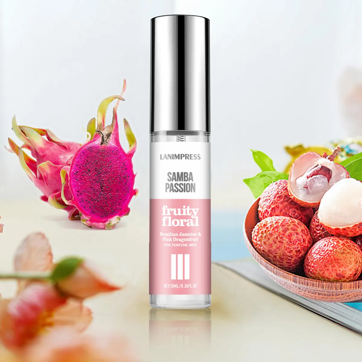 LANIMPRESS Samba Passion Fine Perfume Mist, Long-Lasting Fruity Floral Eau Perfume, Mini Travel Size Gift for Everyday Use, 0.34 fl.oz., Single Item