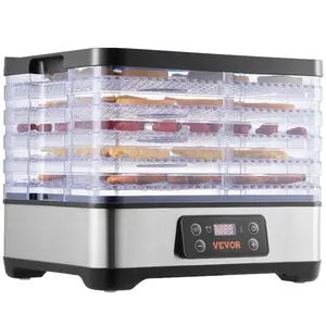VEVOR Food Dehydrator Machine, 700W Electric Food Dehydrator With Digital Timer and Temperature Control, 6 Stainless Steel Trays Food Dehydrated Dryer for Jerky, Herb, Meat, Beef, Fruit ETL Listed