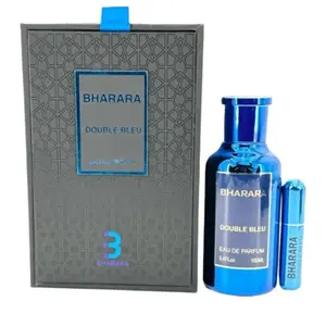 Bharara Double Bleu Pour Homme Aromatic Amberwood Eau De Parfum, 3.4 fl oz, Long-Lasting Men's Fragrance