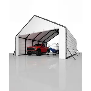 Garvee Heavy-Duty PE Enclosure Kit (2-Pack) for Metal Carport - 220gsm Roll-Up Zipper Door Panels for 20x25, 20x20 ft, with Ball Bungees, White