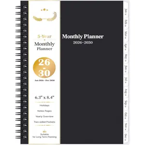 2026-2030 Monthly Planner/Calendar - 5 Year Planner 2026-2030 with Tabs, Jan 2026 - Dec 2030, 6.4" x 8.5", 60 Monthly Calendar, Two-Side Pocket, 9 Notes Pages, Suitable for Long-Term Planning